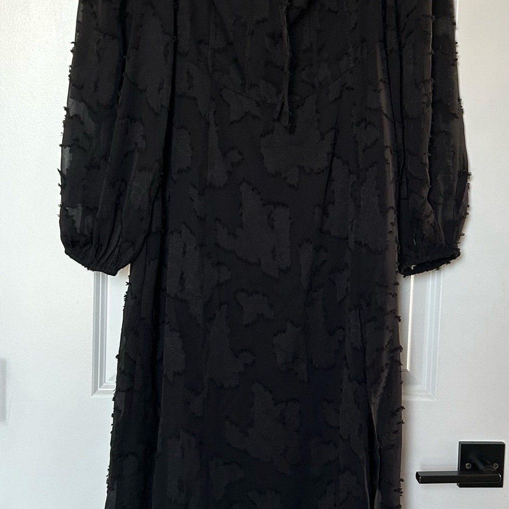 Boohoo Textured Black Long Sleeve Dress